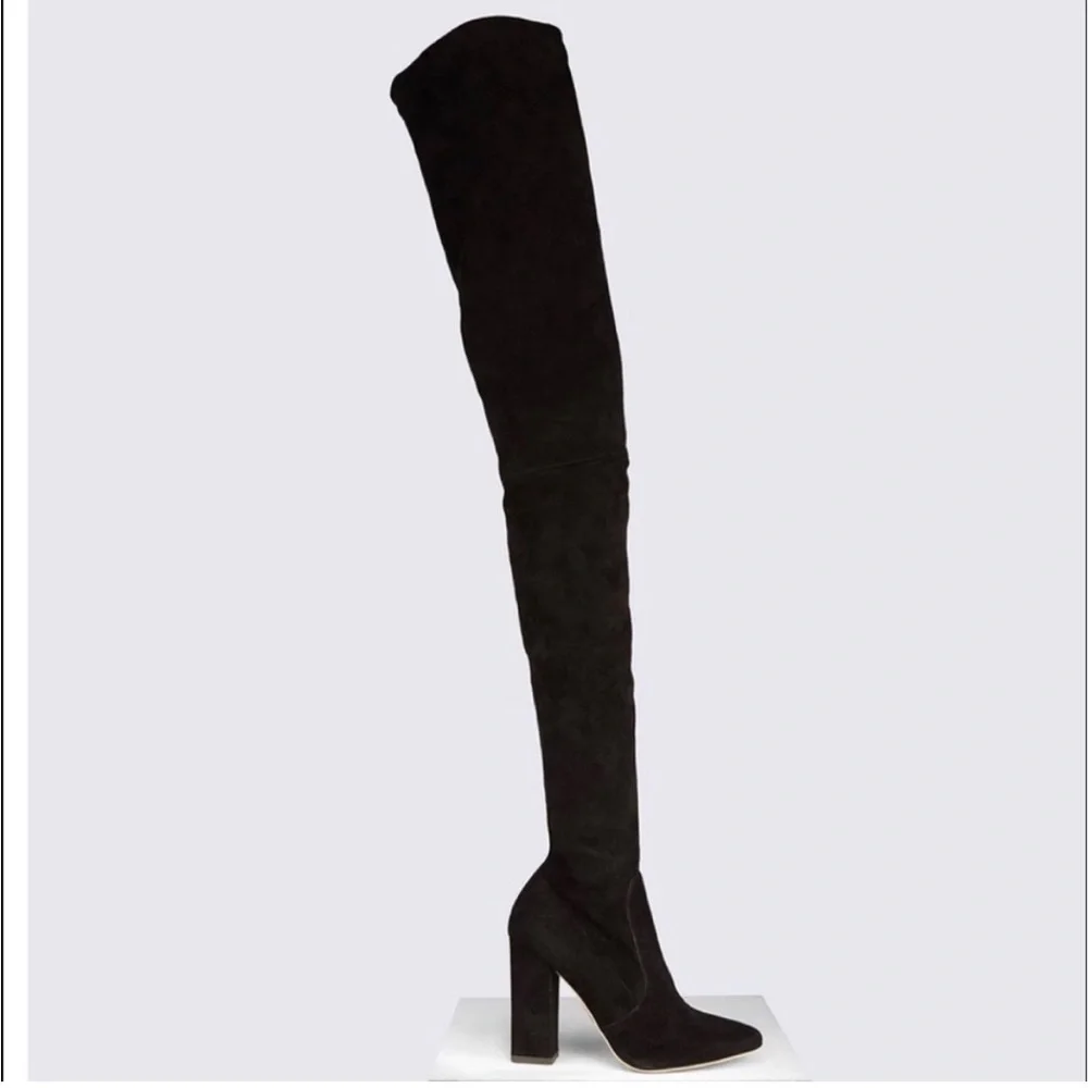 NIB Tamara Mellon Helmut Over The Knee Stretch Suede Boots Thigh Black 39.5